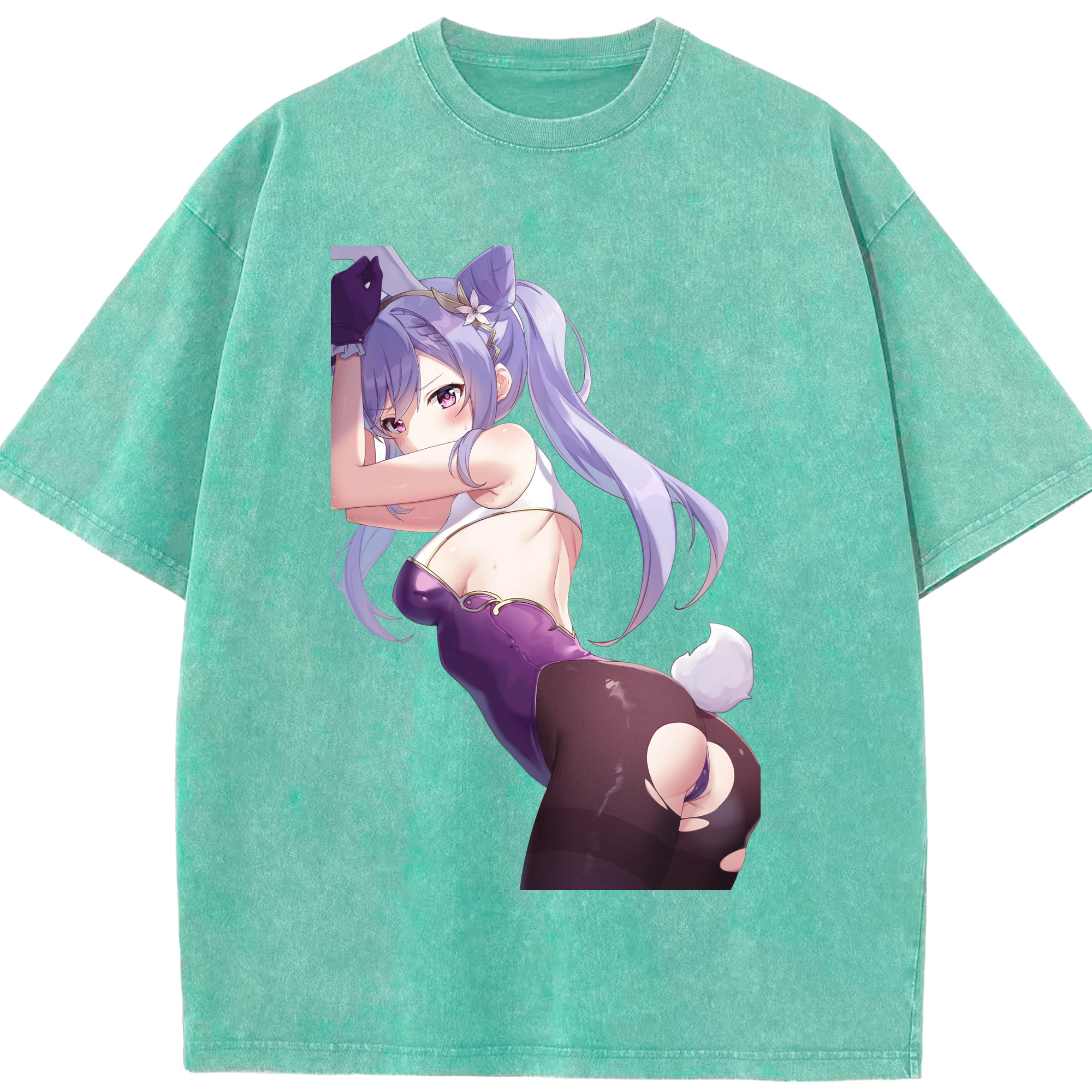 げんし神 刻晴 こくせい genshin Kokusei 綿100% ヴィンテージ風 半袖Tシャツ（フロントプリント）